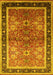 Machine Washable Oriental Yellow Traditional Rug, wshurb899yw