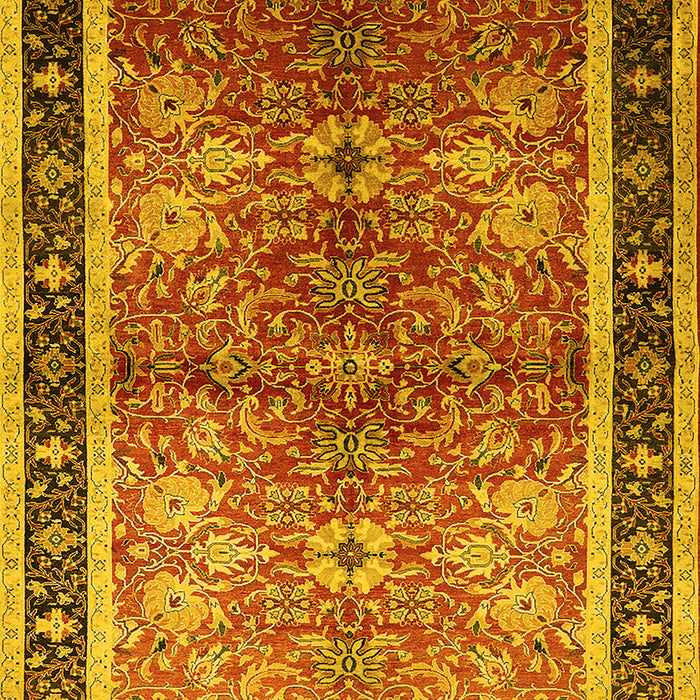 Machine Washable Oriental Yellow Traditional Rug, wshurb899yw