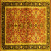 Square Machine Washable Oriental Yellow Traditional Rug, wshurb899yw