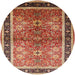 Round Mid-Century Modern Brown Sand Brown Oriental Rug, urb899