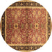 Round Oriental Brown Traditional Rug, urb899brn
