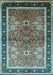 Machine Washable Oriental Light Blue Traditional Rug, wshurb899lblu