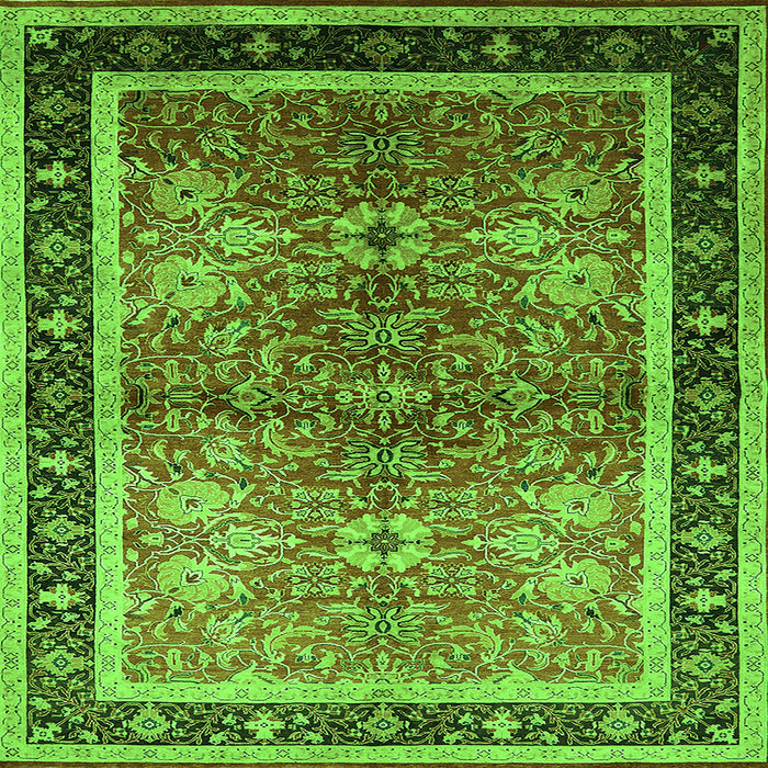 Square Oriental Green Traditional Rug, urb899grn