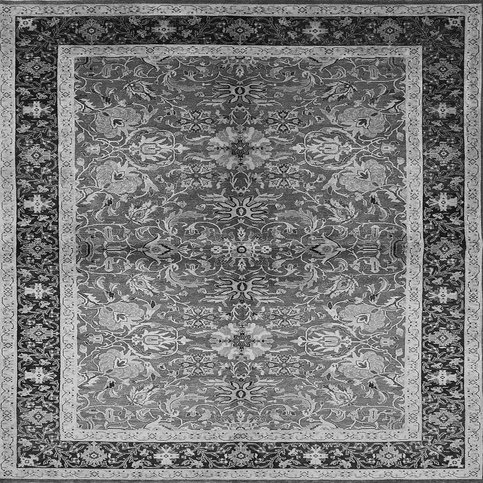 Square Machine Washable Oriental Gray Traditional Rug, wshurb899gry