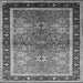 Square Machine Washable Oriental Gray Traditional Rug, wshurb899gry