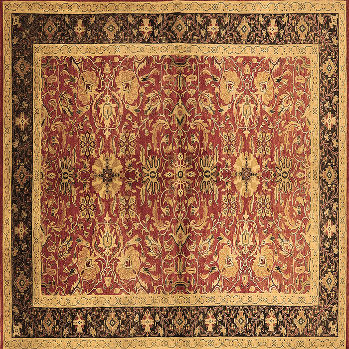 Square Machine Washable Oriental Brown Traditional Rug, wshurb899brn