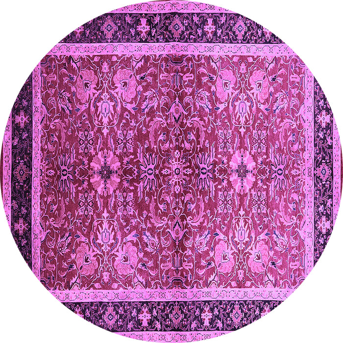 Round Machine Washable Oriental Purple Traditional Area Rugs, wshurb899pur