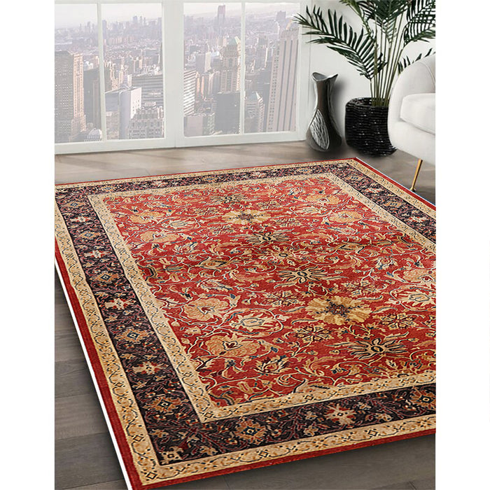 Machine Washable Industrial Modern Brown Sand Brown Rug in a Family Room, wshurb899