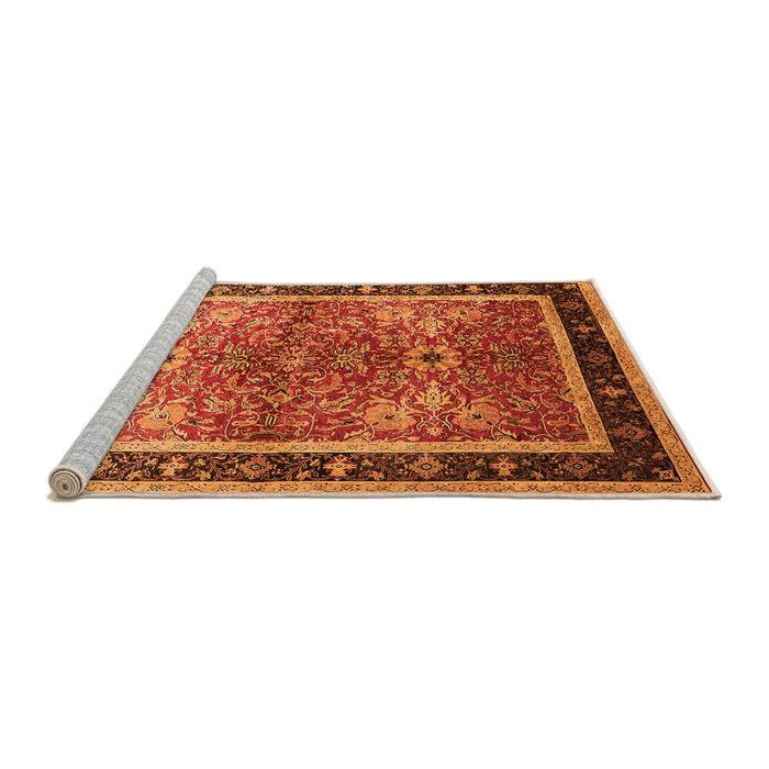 Sideview of Machine Washable Oriental Orange Traditional Area Rugs, wshurb899org