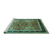 Sideview of Machine Washable Oriental Turquoise Traditional Area Rugs, wshurb899turq