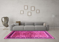 Machine Washable Oriental Pink Traditional Rug, wshurb899pnk