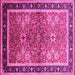 Square Machine Washable Oriental Pink Traditional Rug, wshurb899pnk