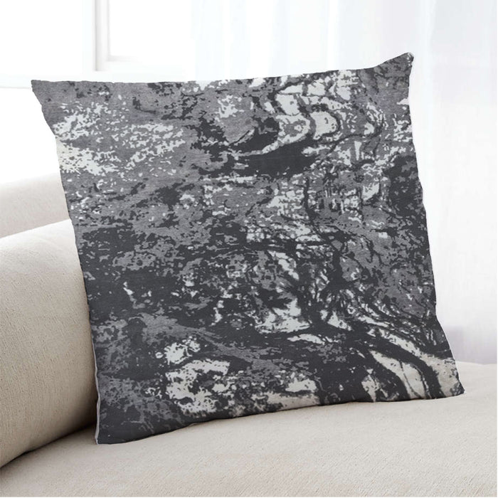 Lifestyle Image of Mid-Century Modern Urban Square Dark Gray Throw Pillow, 18 inch by 18 inch, pwurb8