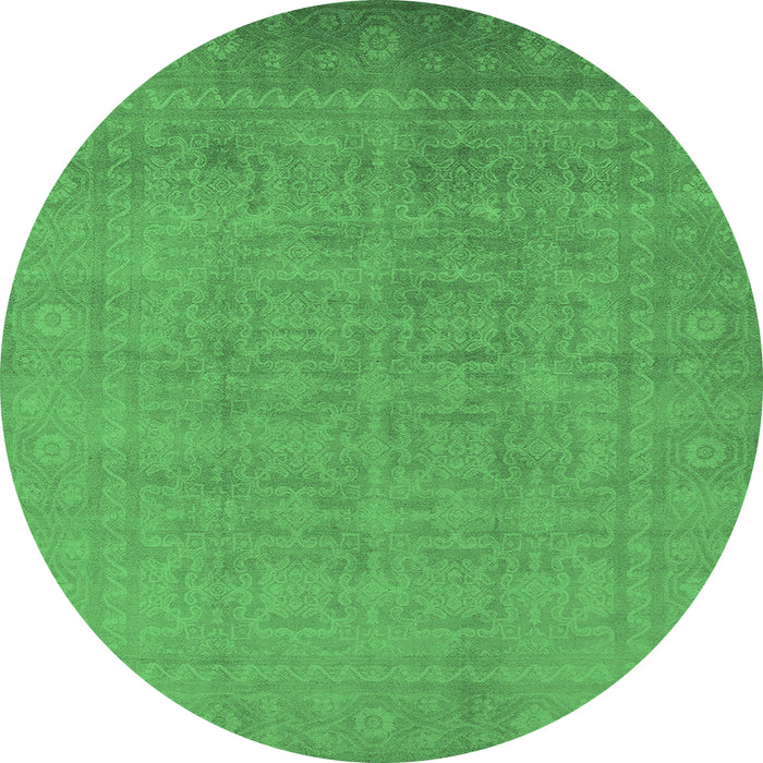 Round Oriental Emerald Green Traditional Rug, urb900emgrn