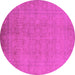 Round Machine Washable Oriental Pink Traditional Rug, wshurb900pnk