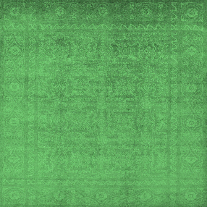 Square Machine Washable Oriental Emerald Green Traditional Area Rugs, wshurb900emgrn