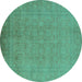 Round Oriental Turquoise Traditional Rug, urb900turq