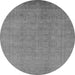 Round Machine Washable Oriental Gray Traditional Rug, wshurb900gry