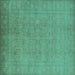 Square Oriental Turquoise Traditional Rug, urb900turq