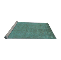 Sideview of Machine Washable Oriental Light Blue Traditional Rug, wshurb900lblu