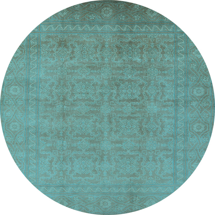 Round Oriental Light Blue Traditional Rug, urb900lblu