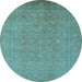 Round Oriental Light Blue Traditional Rug, urb900lblu