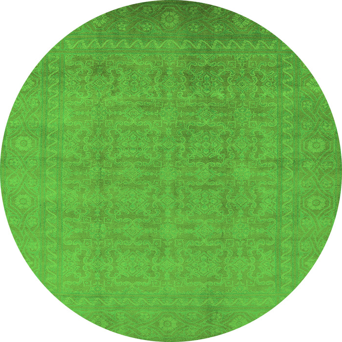 Round Oriental Green Traditional Rug, urb900grn