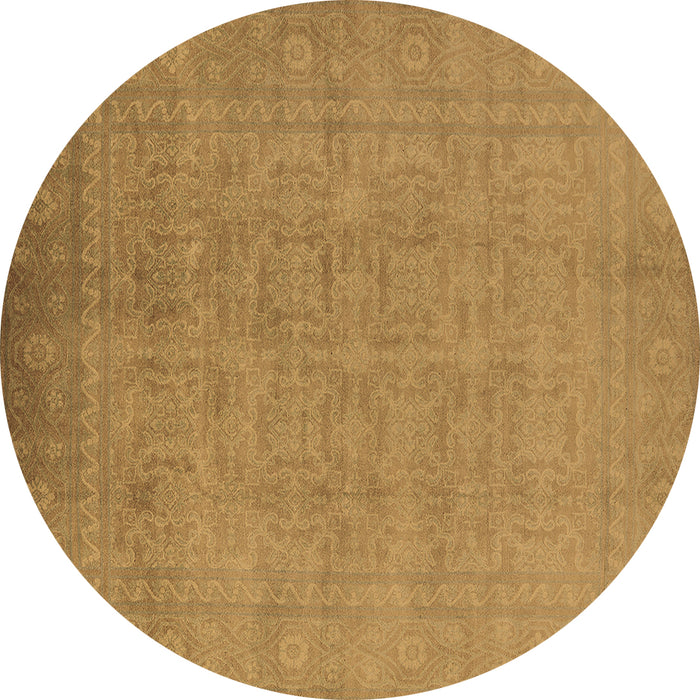 Round Machine Washable Oriental Brown Traditional Rug, wshurb900brn