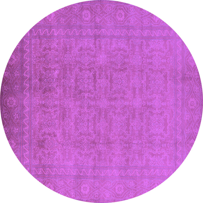 Round Oriental Purple Traditional Rug, urb900pur