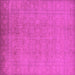 Square Machine Washable Oriental Pink Traditional Rug, wshurb900pnk