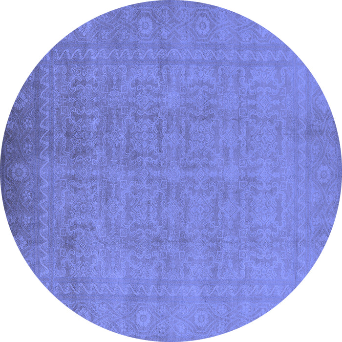Round Oriental Blue Traditional Rug, urb900blu