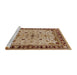 Sideview of Machine Washable Industrial Modern Saddle Brown Rug, wshurb901