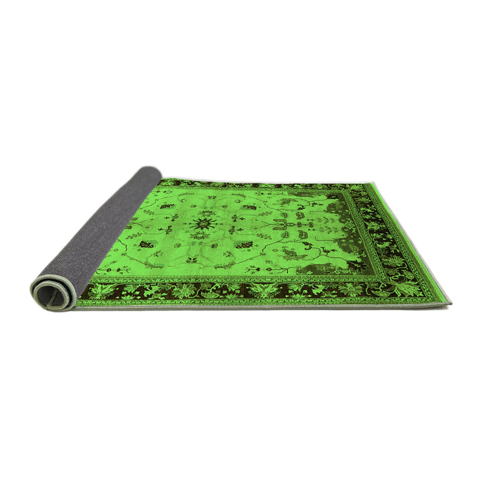 Sideview of Oriental Green Traditional Rug, urb901grn