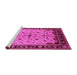 Sideview of Machine Washable Oriental Pink Traditional Rug, wshurb901pnk