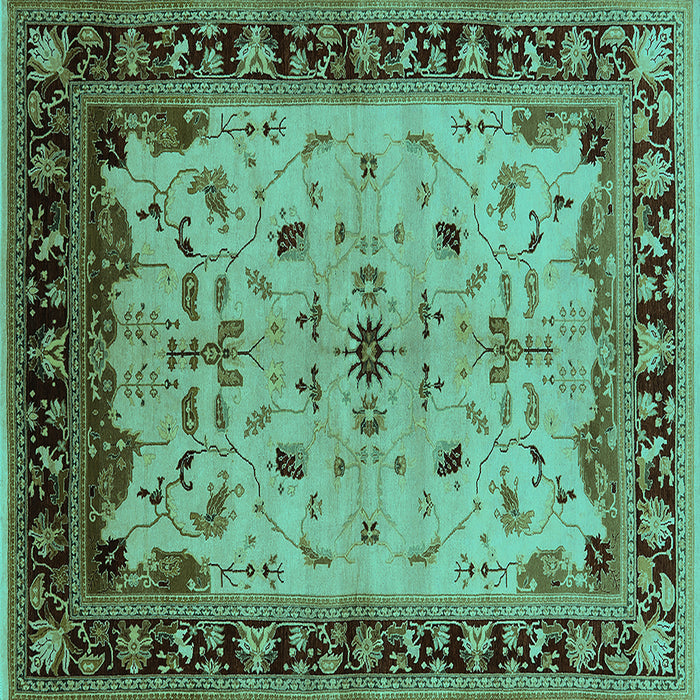 Square Oriental Turquoise Traditional Rug, urb901turq