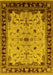 Machine Washable Oriental Yellow Traditional Rug, wshurb901yw