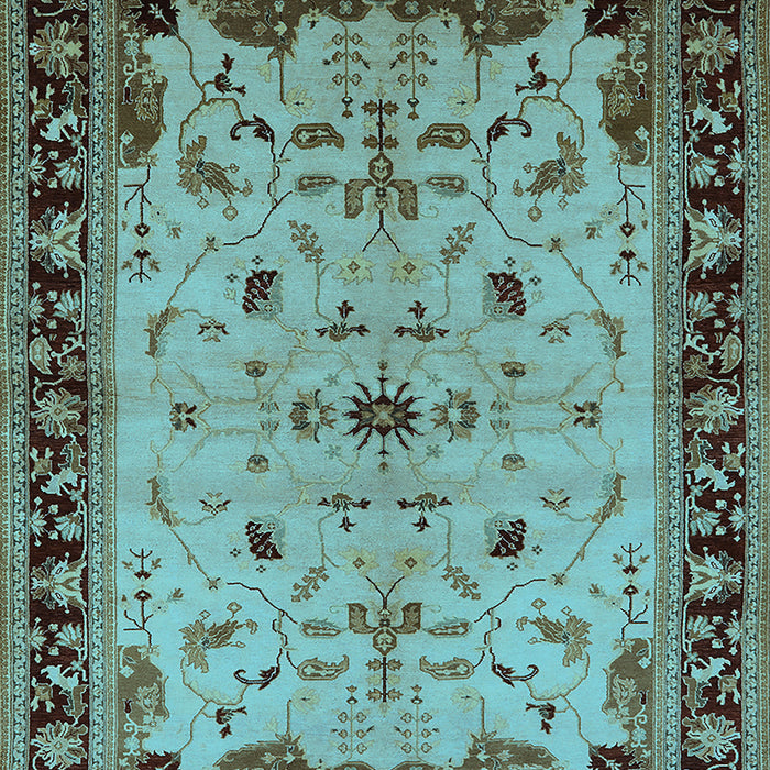 Machine Washable Oriental Light Blue Traditional Rug, wshurb901lblu