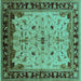 Square Machine Washable Oriental Turquoise Traditional Area Rugs, wshurb901turq