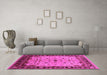 Machine Washable Oriental Pink Traditional Rug in a Living Room, wshurb901pnk