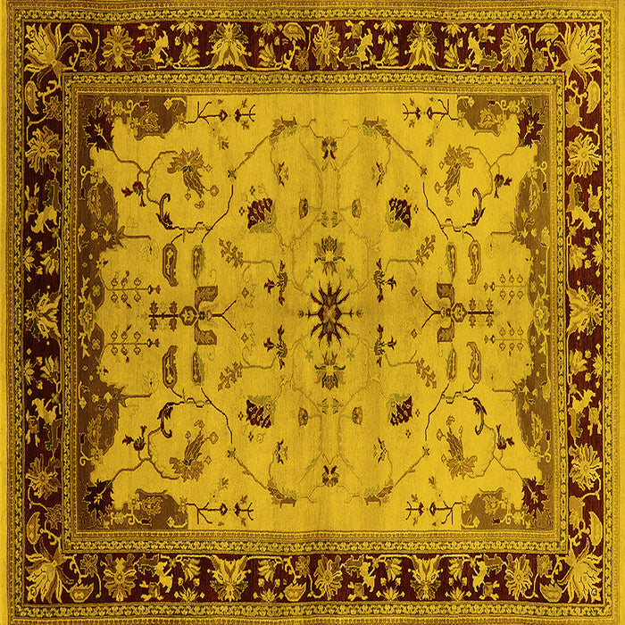 Square Oriental Yellow Traditional Rug, urb901yw