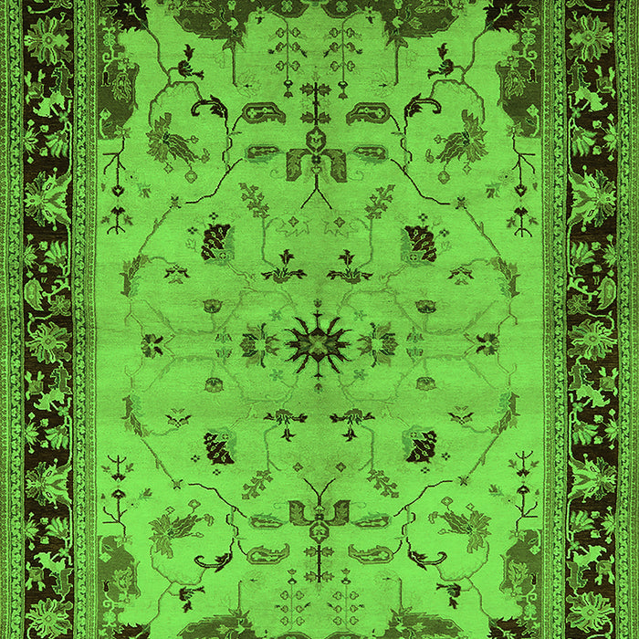 Machine Washable Oriental Green Traditional Area Rugs, wshurb901grn