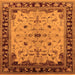 Square Machine Washable Oriental Orange Traditional Area Rugs, wshurb901org