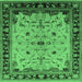 Square Machine Washable Oriental Emerald Green Traditional Area Rugs, wshurb901emgrn