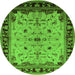 Round Oriental Green Traditional Rug, urb901grn
