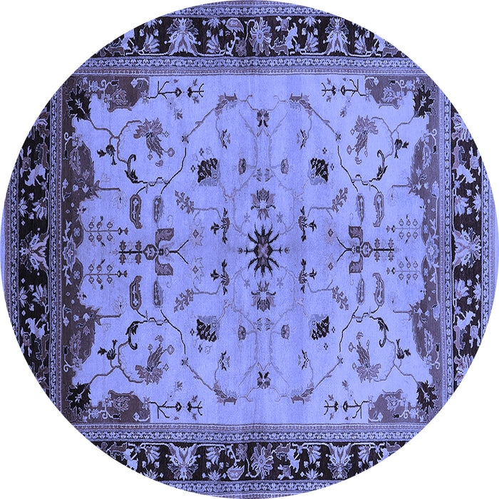 Round Oriental Blue Traditional Rug, urb901blu