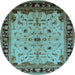 Round Oriental Light Blue Traditional Rug, urb901lblu