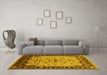 Machine Washable Oriental Yellow Traditional Rug in a Living Room, wshurb901yw