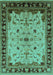 Machine Washable Oriental Turquoise Traditional Area Rugs, wshurb901turq