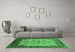 Machine Washable Oriental Emerald Green Traditional Area Rugs in a Living Room,, wshurb901emgrn