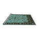 Sideview of Machine Washable Oriental Light Blue Traditional Rug, wshurb901lblu